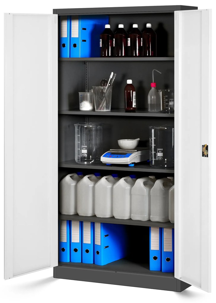 Zestaw 4x biurowa szafa metalowa na akta JAN, 900 x 1850 x 400 mm, antracytowo-biała