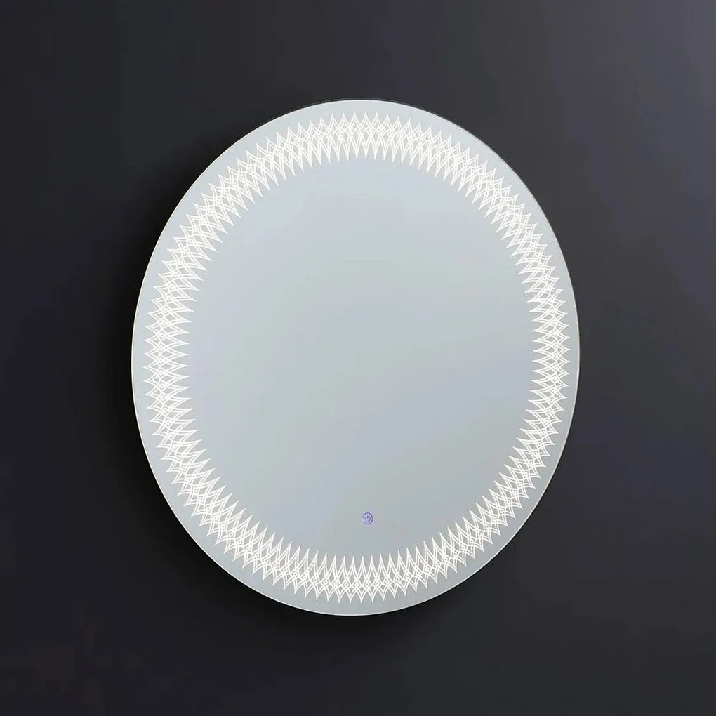 Lustro okrągłe z ramą zdobioną diodami LED "Illusion" w aluminium cm 80x80