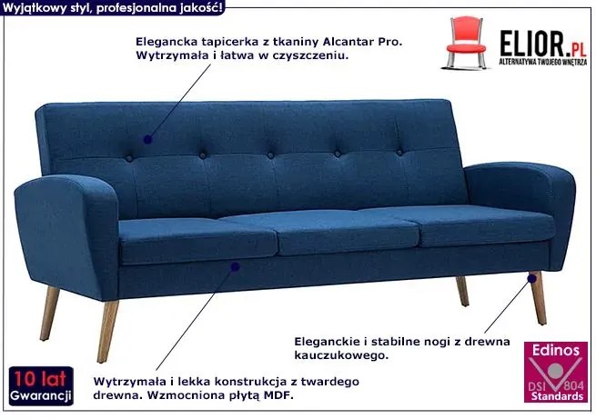 Trzyosobowa sofa pikowana niebieska L3-L91