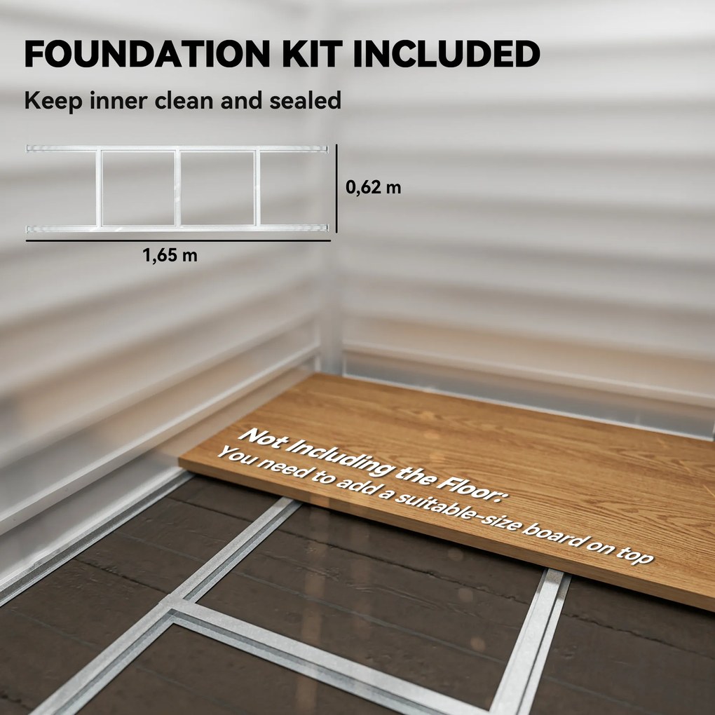 Outsunny Metalowy Schowek Ogrodowy, Stal Ocynkowana, Zamknięcie, Prosta Montaż, 142 x 184 x 165/181 cm, Szary
