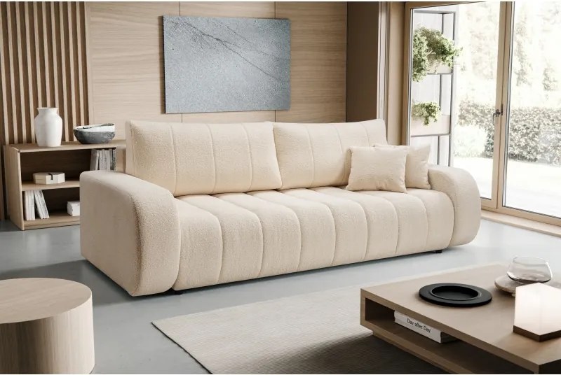 Sofa BALOO z funkcja spania i pojemnikiem CREMOWY LAMBI 08