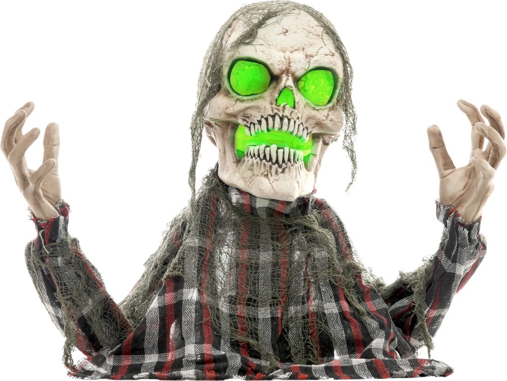 HOMCOM Dekoracja na Halloween Groundbreaker-Szkielet, giętkie ramiona, świecące oczy, upiorny wyc