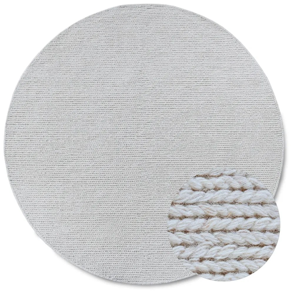 Dywan wełniany Villeroy & Boch kremowy koło 200 cm x 200 cm