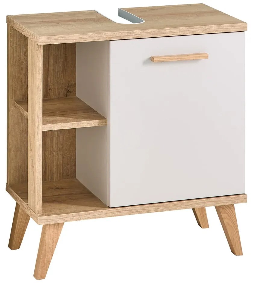 Kremowa szafka pod umywalkę w dekorze dębu 60,5x65 cm Quickset 966 – Pelipal