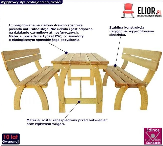 Zestaw drewnianych mebli ogrodowych E2-F35