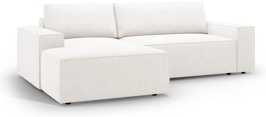 Biały rozkładany narożnik z materiału bouclé (lewostronny) Jodie – Micadoni Home