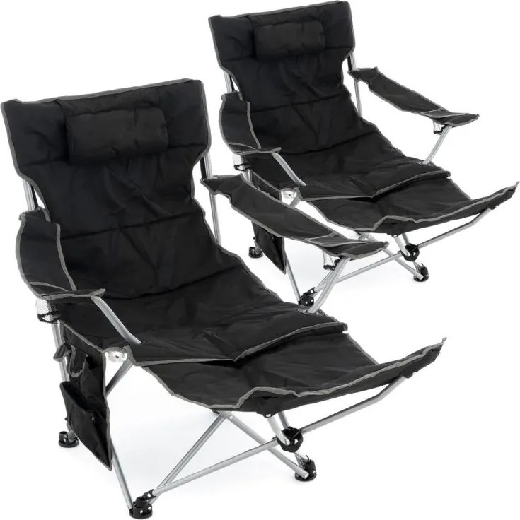 Zestaw 2 krzeseł kempingowych ze zdejmowanym podnóżkiem, cza