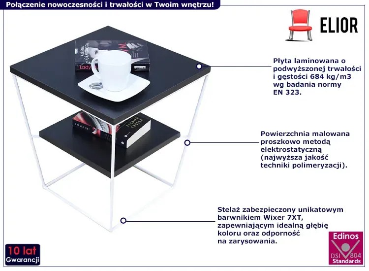 Minimalistyczny stolik kawowy z półką czarny - Celia 5X