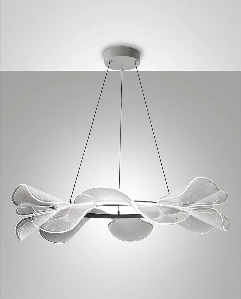 Lampa wisząca LED Sylvie 40 W, 5500 lm, 3000 K, biała, metalowa i metakrylanowa, ściemnialna, średnica 72 cm
