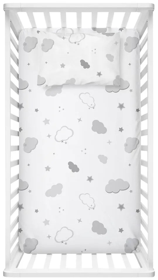 Białe prześcieradło dziecięce do łóżeczka z bawełny renforcé z gumką 70x120 cm Bulut – Mijolnir