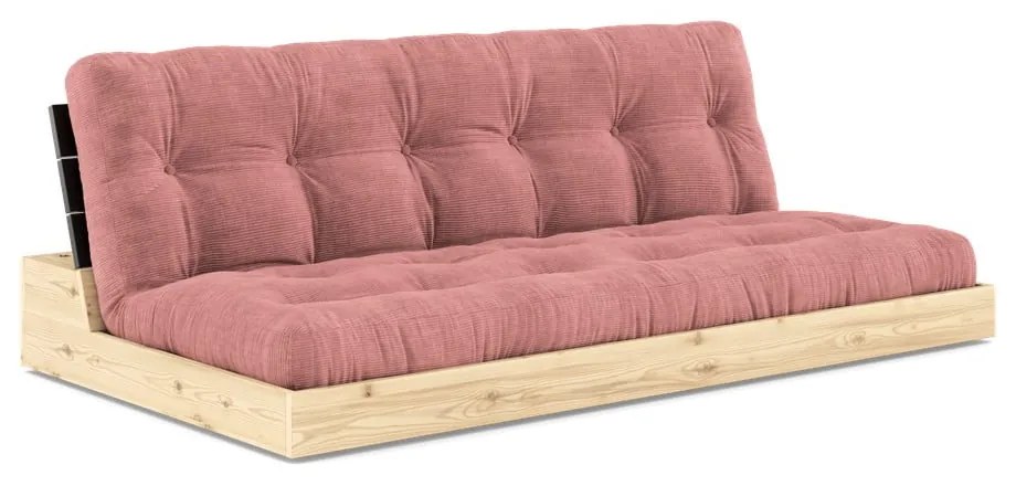 Różowa sztruksowa rozkładana sofa 196 cm Base – Karup Design