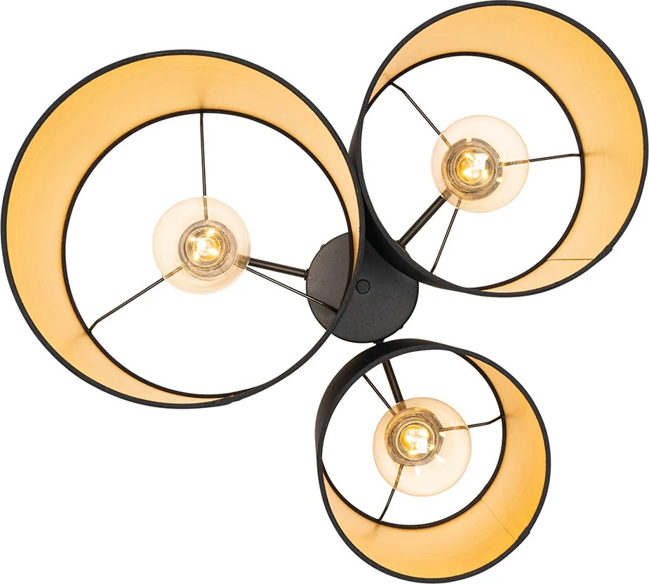 Lampa sufitowa czarna ze złotym wnętrzem 3-światłowa - Multidrum