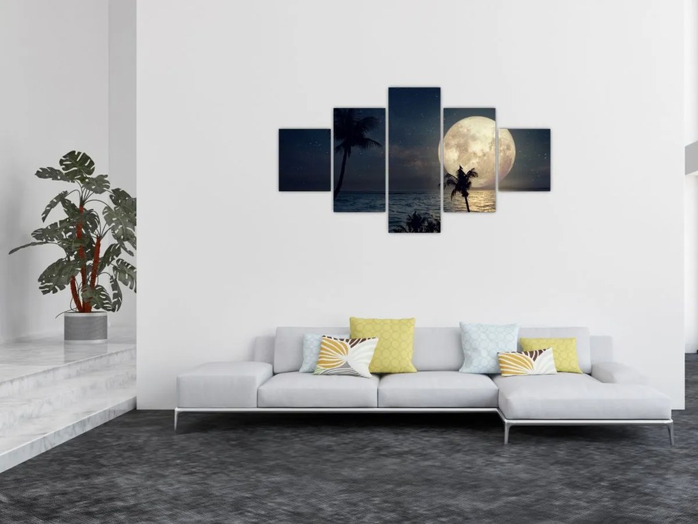 Obraz - Plaża przy pełni księżyca (125x70 cm)
