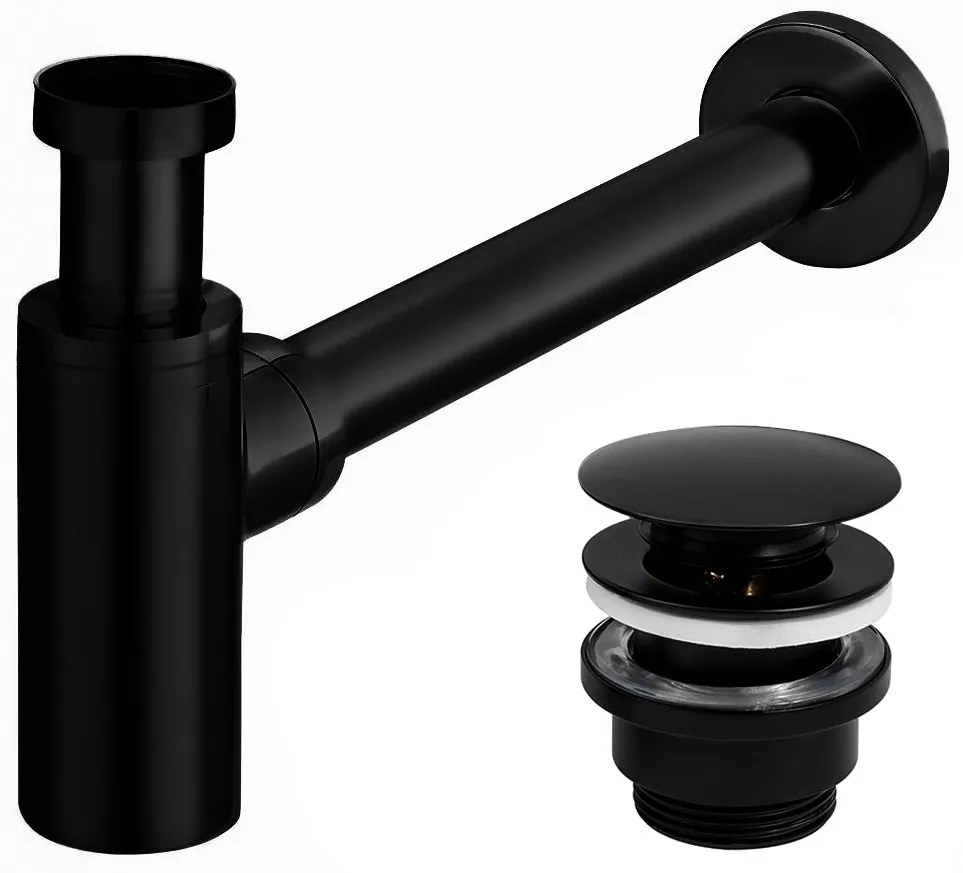 Syfon Umywalkowy Klik-Klak Uniwersalny Rea  Czarny Matowy