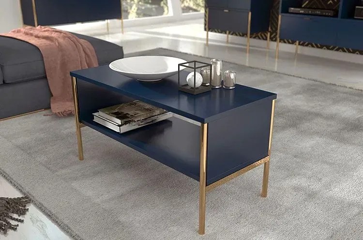 Granatowy stolik kawowy w stylu glamour M0-R08