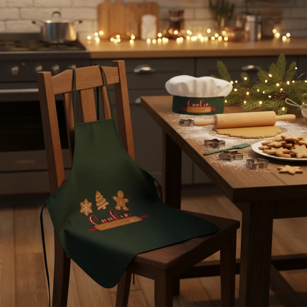 Świąteczny fartuszek dziecięcy z czapką i akcesoriami, 50 x 60 cm