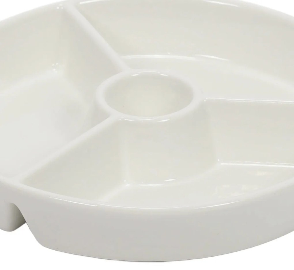 Okrągły półmisek do przekąsek z przegródkami i miescem na dip, Ø 19,5 cm