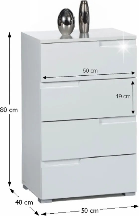 Komoda SPICE, błyszcząca biel