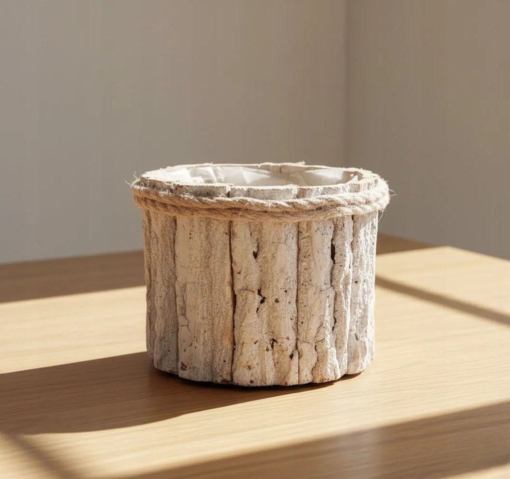 Osłonka z kory 12 cm Naturalna Doniczka Boho Rustykalna Dekoracja do Roślin