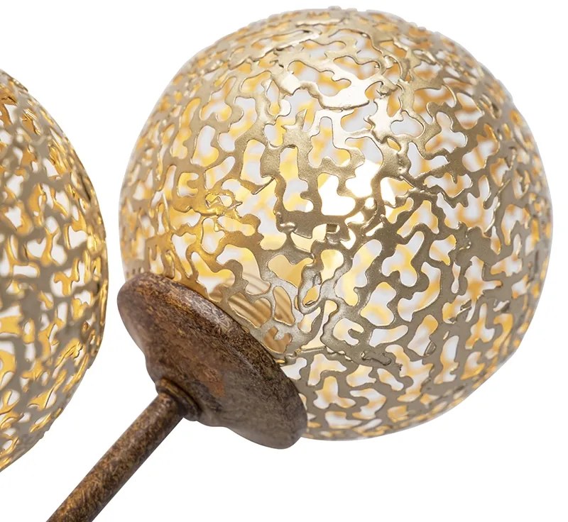 Rustykalna lampa ścienna brązowa z przełącznikiem 2-światłowa - Kreta Rustykalny / Vintage Oswietlenie wewnetrzne