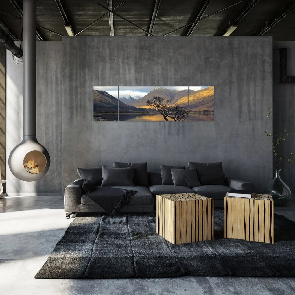 Obraz - Góry nad jeziorem (170x50 cm)