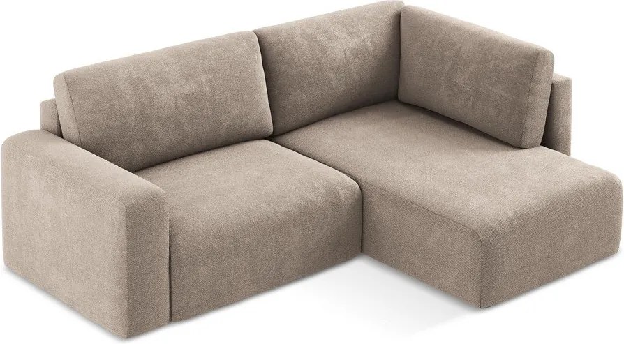 Beżowy rozkładany/ze schowkiem narożnik z tkaniny szenilowej (prawostronny/w kształcie litery L) Kona – Makamii