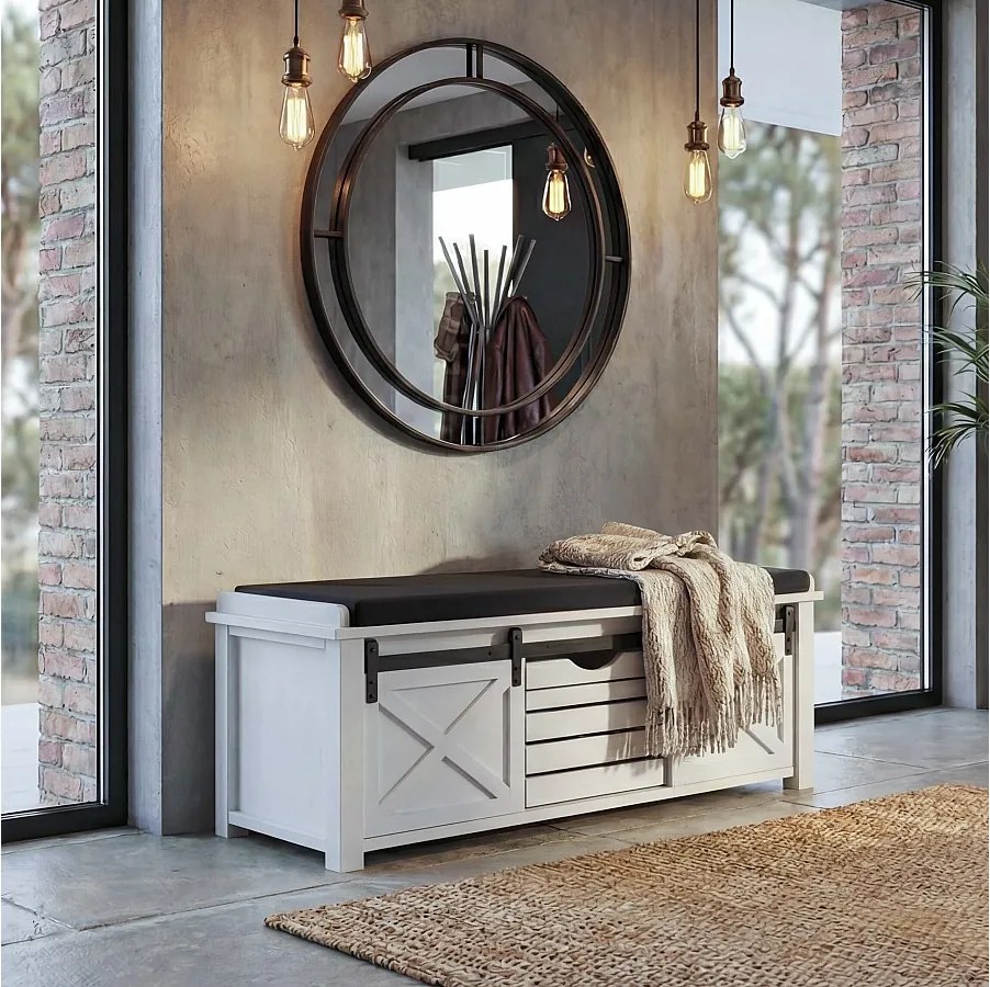 Ławka z schowkami MCW-H53,  biała