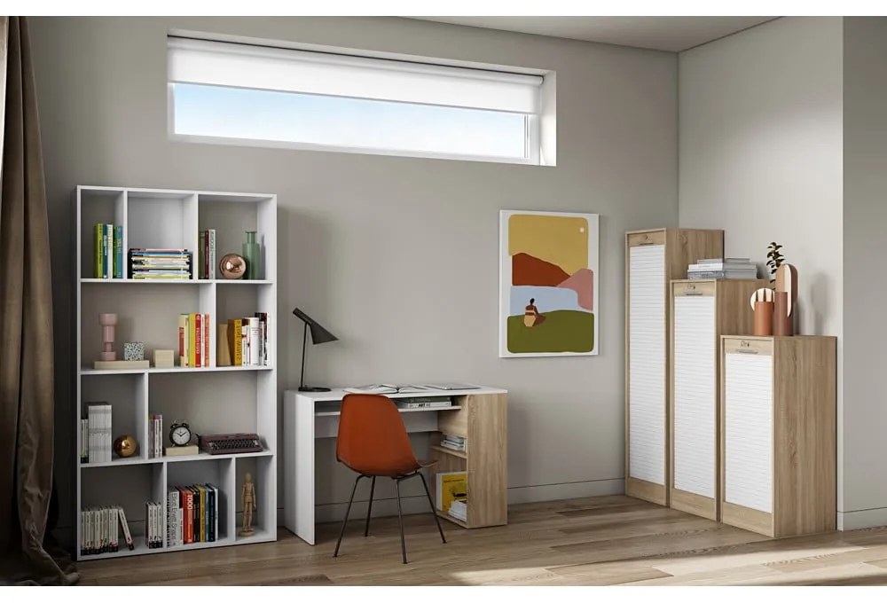 Białe biurko w dekorze dębu 114x50 cm Yale – TemaHome