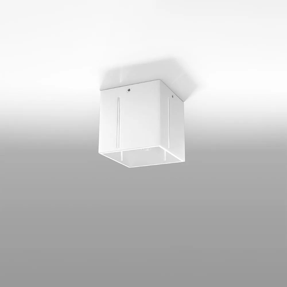 Biała lampa sufitowa z metalowym kloszem 10x10 cm Pax – Sollux