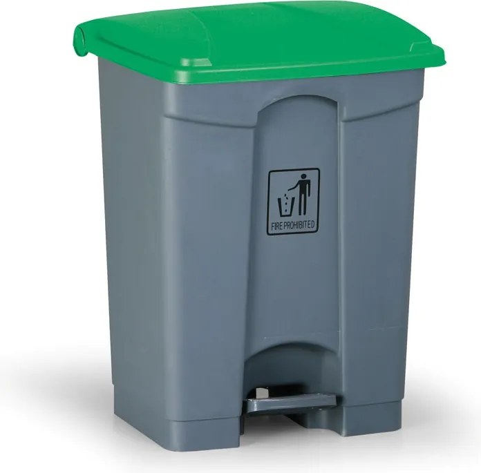 Uniwersalny kosz na śmieci do segregacji z pedałem, 68 l, 680 x 500 x 410 mm, zielony