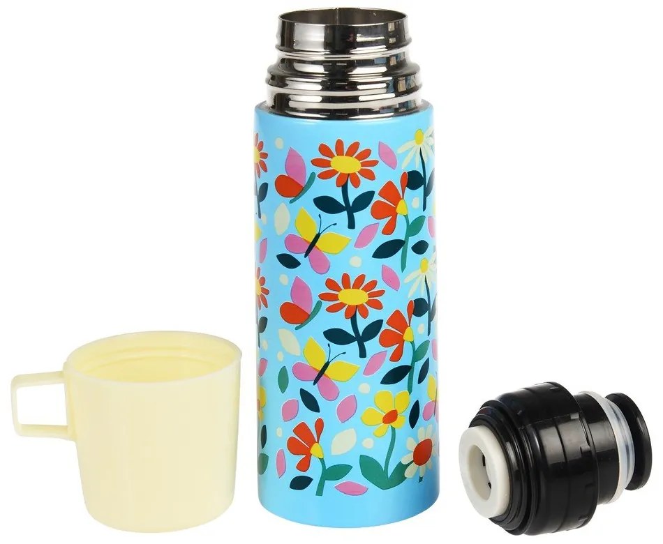 Niebiesko-kremowy termos dla dzieci 350 ml Butterfly Garden – Rex London