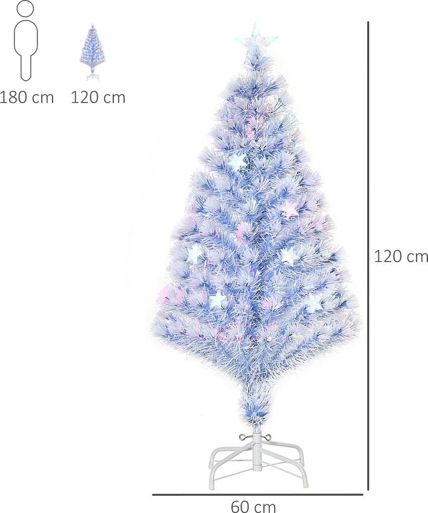 HOMCOM sztuczna choinka z 3 lampkami LED, drzewko PVC, metal, biały+niebieski, Ø 60 x wys. 120 cm | Aosom PL