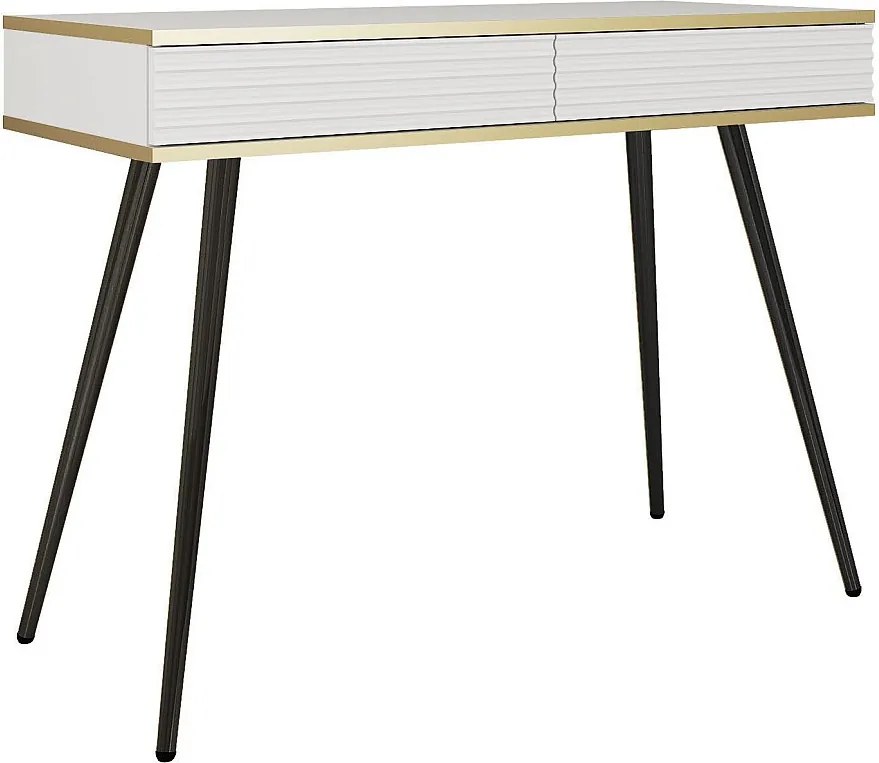 Toaletka: biała, nogi czarne, 102 x 80 x 50 cm, fronty żebrowane