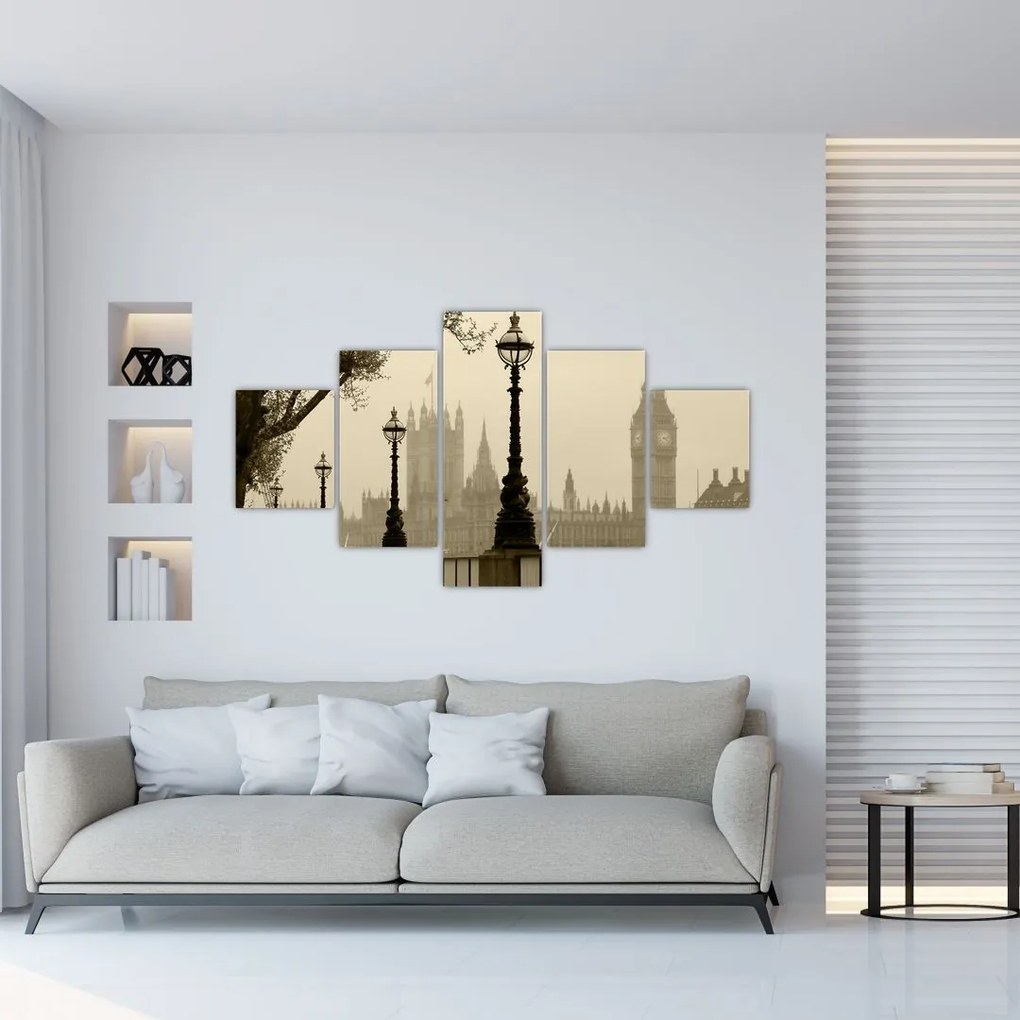 Obraz - Londyn we mgle, Anglia (125x70 cm)