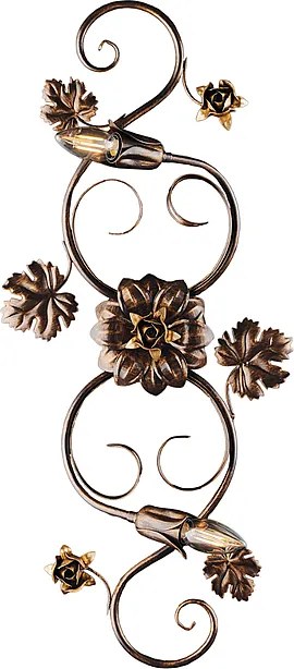 Iris - Lampa sufitowa z lakierowanego na brązowo żelaza z dekoracją w kolorze starego złota, 2 światła - Ø74 X 37 - BL169-PL2-BR