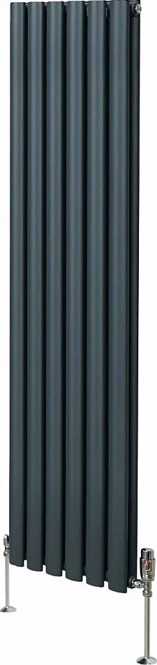 Grzejnik kolumnowy owalny z zaworami – 1600 mm x 360 mm – antracytowo-szary