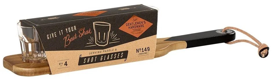 Drewniana deska do serwowania z 4 kieliszkami Gentlemen's Houseware