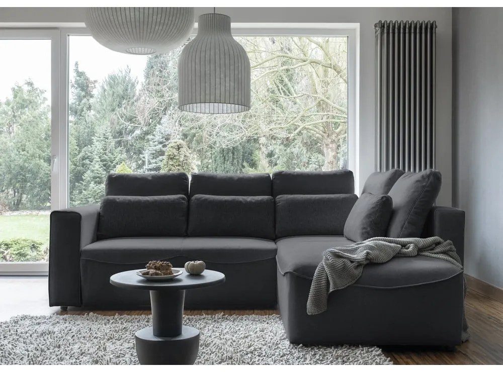 Ciemnoszary rozkładany narożnik (róg zmienny) Homely Tommy – Miuform