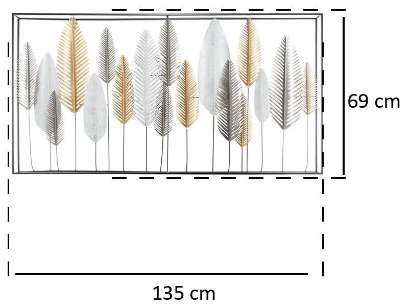 Ozdoba ścienna z motywem liści DECO, 134 x 68 cm