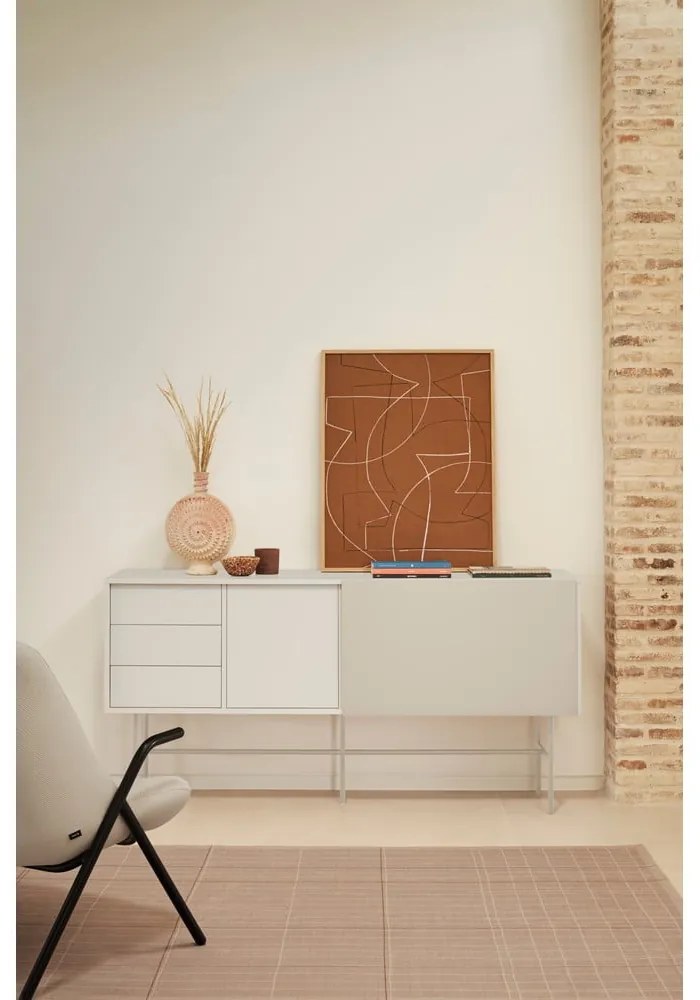 Beżowo-kremowa niska komoda z drzwiami przesuwnymi 180x91 cm Nube – Teulat