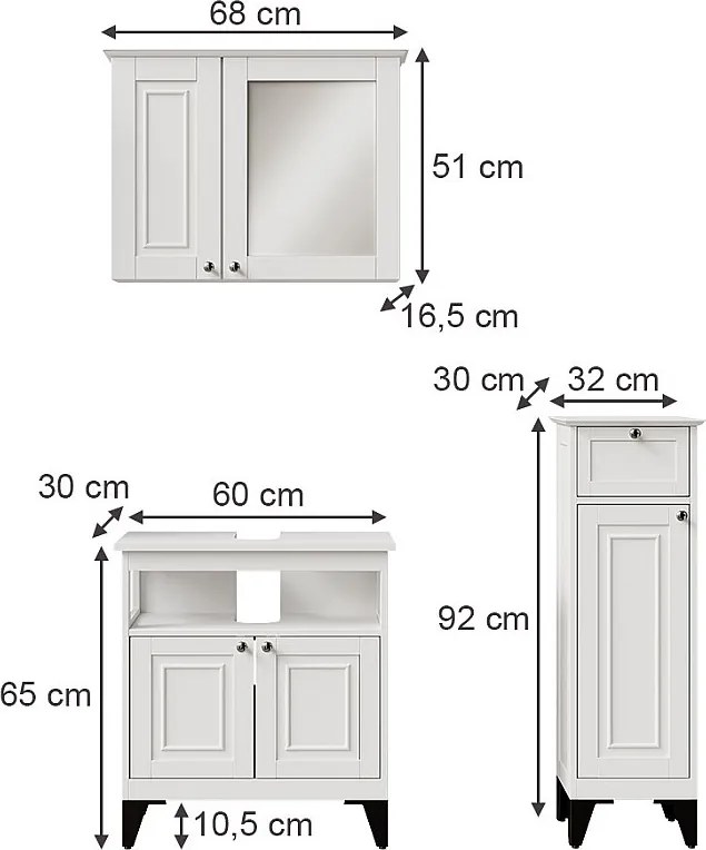 Zestaw mebli łazienkowych biały 60x30x65 vanity