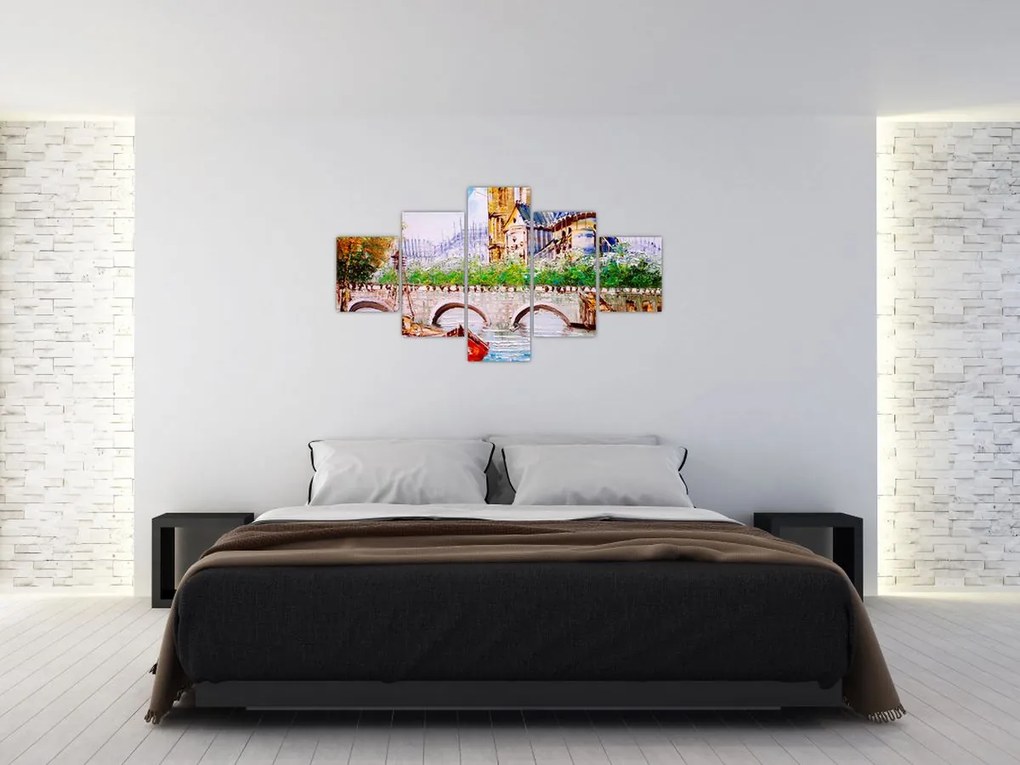 Obraz - Obraz olejny przedstawiający miasto (125x70 cm)