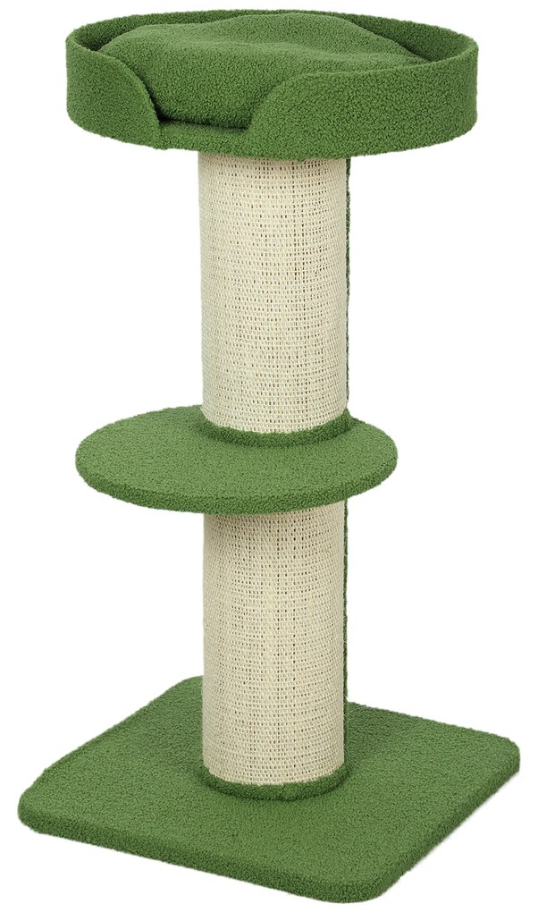 PawHut Drapak 91cm z platformą i łóżkiem dla kotów, zielony