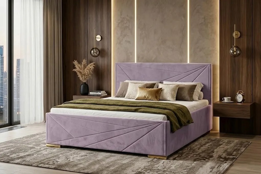 Łóżko ROSI 120x200 cm Liliowy Z materacem