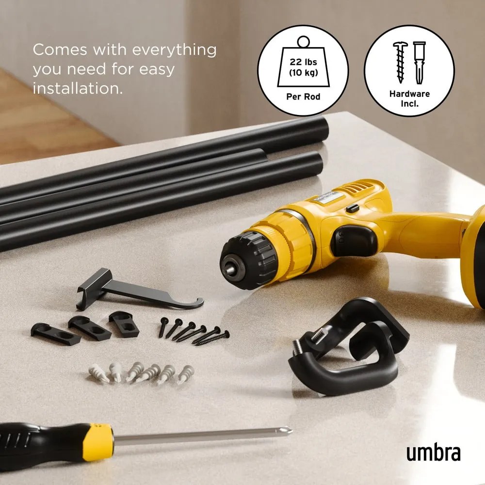 Stalowy regulowany karnisz 168 - 365 cm Twilight – Umbra