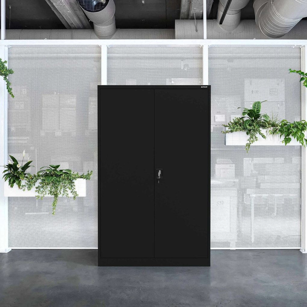 Szafa biurowa metalowa na dokumenty czarna JAN II, 1150 x 1850 x 400 mm