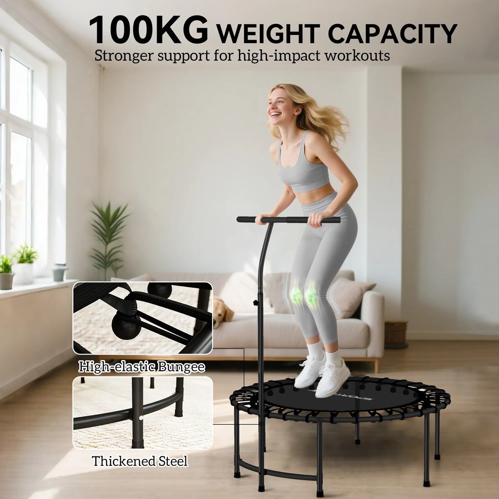 SPORTNOW Trampolina Rebounder, 5-stopniowy regulowany uchwyt, trampolina do treningu, Czarny