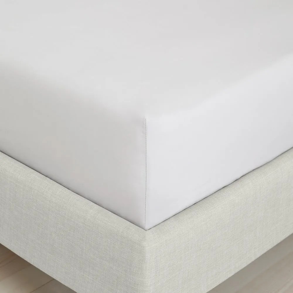 Szare prześcieradło z perkalu bawełnianego z gumką 185x200 cm Cotton Percale – Bianca