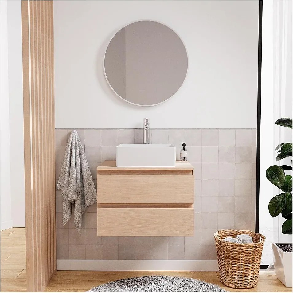 Zestaw SORRENTO z pojedynczą umywalką i szafką podumywalkową 60 cm + umywalka + bateria + lustro