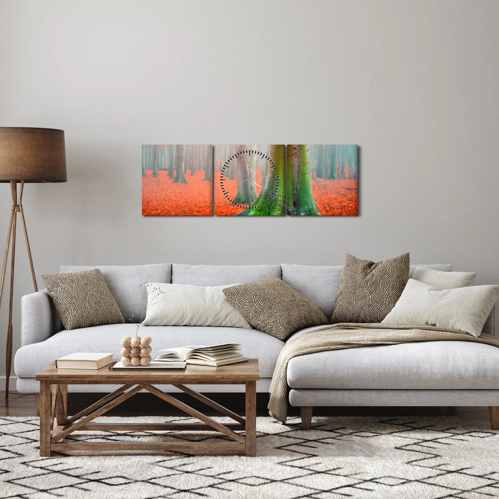 Obraz drzew (z zegarem) (90x30 cm)